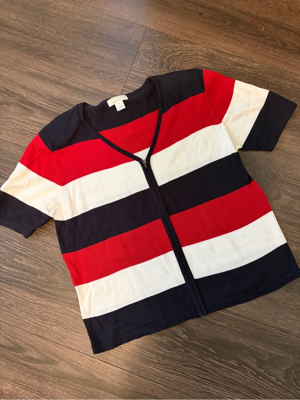 Christopher & Banks Striped Zip-Front Stripe Shirt Vtg Cottagecore Sm